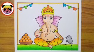 Ganesh Chaturthi Drawing  Lord Ganesha Drawing  Ganpati Bappa Drawing  Ganesh Drawing Easy Steps [upl. by Macdonell]