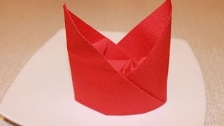 Napkin folding techniques  The Bishops Hat Napkin Fold [upl. by Airad890]