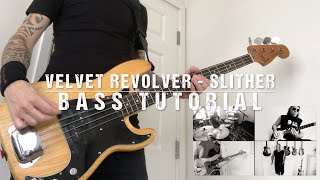 Velvet Revolver  Slither  Bass Tutorial  Cover  Bass Line  How To Play  Fender P Bass  HD [upl. by Ecirtael]