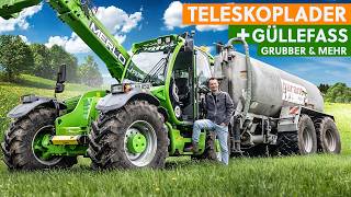 TELESKOPLADER im DAUEREINSATZ Ich nutze den Merlo Multifarmer mit Güllefass Grubber und Anhängern [upl. by Armalla]