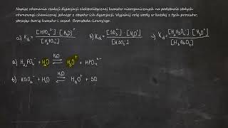 Napisz równania reakcji dysocjacji elektrolitycznej kwasów nieorganicznych na podstawie stałych [upl. by Macy]