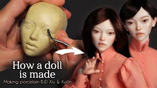 I Made Porcelain BJD dolls quotXiu and Xuanquot using only traditional techniques [upl. by Darrelle]