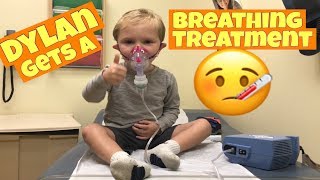 TODDLER GETS A NEBULIZER BREATHING TREATMENT AT THE DOCTORS OFFICE SICK KID FEVER amp COUGHING [upl. by Aenel112]