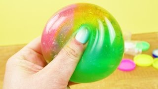 REGENBOGEN Antistressball  Super schöner SCHLEIM BALL mit GLITZER  DIY [upl. by Ahsinad769]