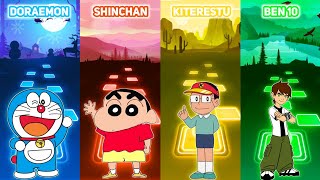 Doraemon vs Shinchan vs Kiteretsu vs Ben 10 Hindi Theme Songs  Tiles Hop EDM Rush [upl. by Mickey958]