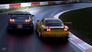 PS5 GT7 Nürburgring RE Amemiya FD3S RX7 VS Nissan Nismo 400R 95 v150 [upl. by Eireva]