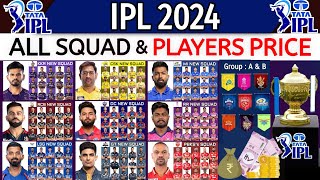 IPL 2024  All Teams Final Players List amp Price  IPL 2024 GroupB All Teams Squad amp Their Price [upl. by Ploss179]