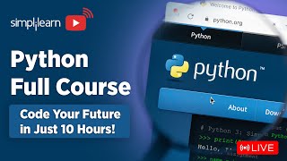 🔥 Python Full Course  Python Programming Training On 🔴LIVE  Python  2024  Simplilearn [upl. by Ahsrats855]