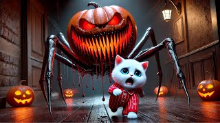 Kittens fight Pumpkin Ghost😻🎃 on Halloween Night👻 cat ai catlover catvideos cutecat aicat [upl. by Suter452]