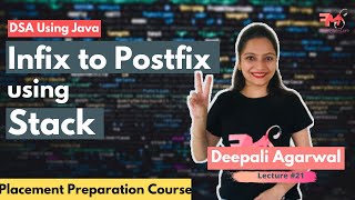 Infix to Postfix Conversion using Stack  DSA using Java 21 [upl. by Zerlina]