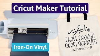 Cricut Maker Iron On Vinyl Tutorial  Beginner Cricut Project [upl. by Remo270]