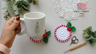 GENIAL y útil idea  POSAVASOS a crochet  de caramelo peppermint 🍭 para navidad 🎄 [upl. by Desmund365]