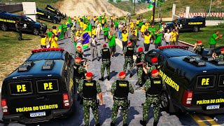 MANIFESTAÇÃO EM FRENTE A BASE MILITAR EXÉRCITO BRASILEIRO NAS RUAS NO GTA 5 [upl. by Annaohj]