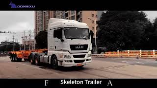 2 axle 3 axle 20 ft 40 ft 45 ft 50 ft 53 ft skeleton container transport trailersemitrailer truck [upl. by Atkinson]