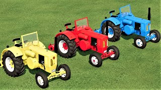 MINI TRACTORS OF COLORS  TRANSPORTING OLD amp MINI TRACTORS TO MULCHING  Farming Simulator 22 [upl. by Braca]