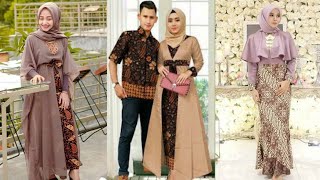 Inspirasi gamis batik kombinasi polos [upl. by Pirali]