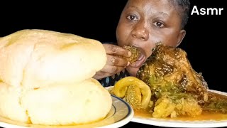 African Food mukbang asmr garri fufu with oha soup Nigeria food asmr mukbang [upl. by Awad228]