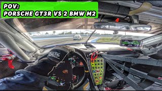 POV Porsche GT3R 9911 attacking two BMW M2 at The Concours Club [upl. by Rosalba]