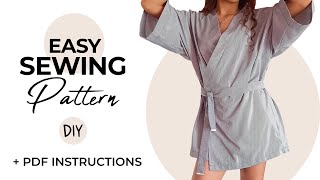 Japanese Morning Kimono Sewing Tutorial  Pattern in the Description  DIY Bathrobe Sewing Tutorial [upl. by Ogata399]