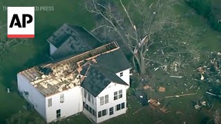 Aerial video shows storm damage near Atlanta Georgia [upl. by Auqenehs]