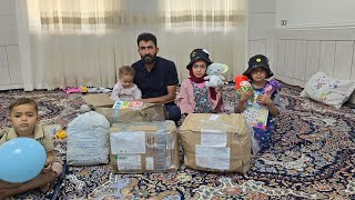 gift of happiness to nomadic family with arrival of the donated packages in the hands of engineer [upl. by Haraj]