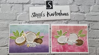 Wie aus Stampin up SPRITZIGE ZITRONEN Kokosnüsse werden Anleitung Karte Sommer DIY [upl. by Skees13]