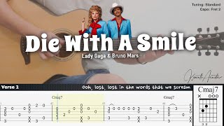 Die With A Smile  Lady Gaga amp Bruno Mars  Fingerstyle Guitar  TAB  Chords  Lyrics [upl. by Yesac560]