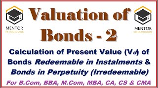 Valuation of Bonds amp Debentures 2  Valuation of Fixed Income Securities  Valuation of Debt [upl. by Ttik]