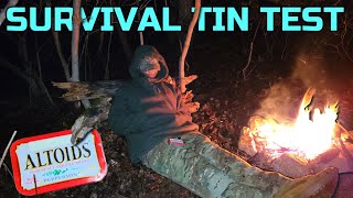 Rain amp No Shelter  Altoids Tin Survival Kit Overnight ChallengeTest  Winter Wilderness Survival [upl. by Asalocin]