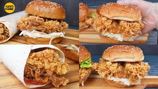 Perfect Fried Chicken Zinger Burger amp Shawarma Wrap Recipe at home with how to store in freezer KFC [upl. by Emilio]