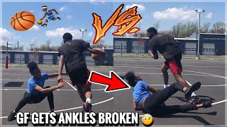 1v1 BOYFRIEND vs GIRLFRIEND BASKETBALL🏀 I BROKE HER ANKLES😅 [upl. by Adalbert]