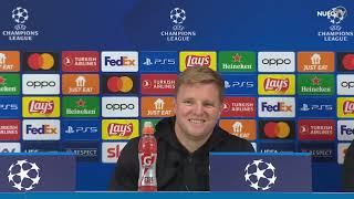 Eddie Howe Champions League press conference  AC Milan v Newcastle United [upl. by Skvorak]