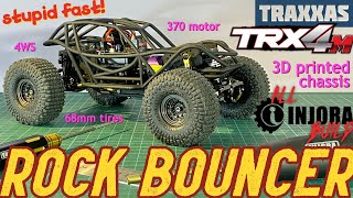 TRX4m Rock Bouncer  3D printed chassis all Injora build  stupid fast gears 370 motor amp MB100 ESC [upl. by Eissim]