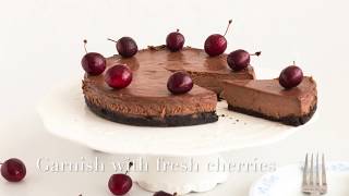 Chocolate Cherry Cheesecake Recipe  Baked Chocolate Cherry Cheesecake [upl. by Naginarb]