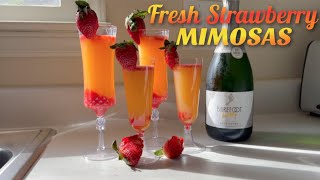 Fresh Strawberry Mimosas  ALCOHOL amp NONALCOHOLIC  COCKTAILS [upl. by Vidovic]