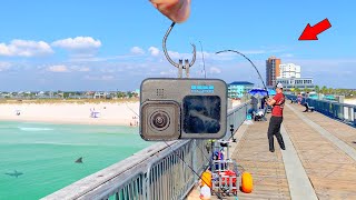 Dropped a GoPro Under the Gulf Pier and Saw MONSTERS Caught One [upl. by Obbard725]