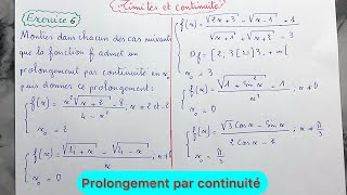 Limites et continuité prolongement par continuité exercice 6 2Bac sciences النهايات والاتصال [upl. by Durkin]