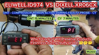 COMPARISON BET ELIWELL ID974 amp DIXELL XR06CX  WHICH COMPRESSOR REMAIN ACTIVE DURING FAULTY BROBE [upl. by Elletnohs]