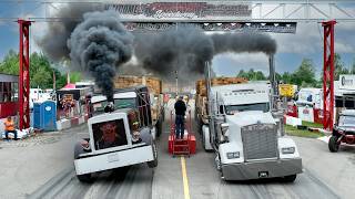 3000HP Semi Trucks vs 120000 Pound Trailers  DRAG RACING Great Lakes Big Rig Challenge [upl. by Mellicent486]