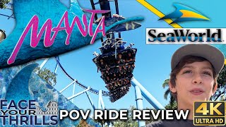 Manta Kids POV Ride Review Face Your Thrills SeaWorld Orlando FL [upl. by Pasol]