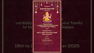 Latest Ganesh Chaturthi Invitation Video  GCV01 [upl. by Mozart]