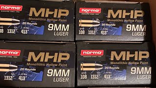 Norma 108grain MHP single stack mags only Edit they fit in my colt mags [upl. by Mot]