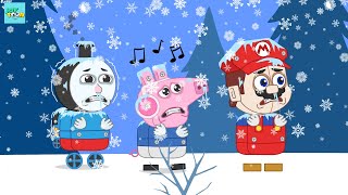 Thomas and Mario in Winter funnycartoon mariobros georgepig peppapigparody [upl. by Dex]