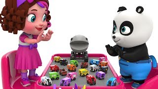 Learn Colors with Wooden Street Vehicles Toys and Packman Cartoon  Pinky and Panda TV [upl. by Anigger15]