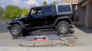 Jeep Wrangler Exhaust Upgrade Flowmaster How To Install Great Sound [upl. by Garey]