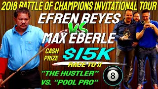 Epic Match between Efren Reyes vs Max Eberle at the 2018 Battle of Champions Invitational Tour [upl. by Roos]