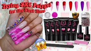 TRYING SXC POLYGEL KIT FOR THE FIRST TIME FRENCH TIP MARBLE NAILS Polygel Nail Tutorial [upl. by Berman]