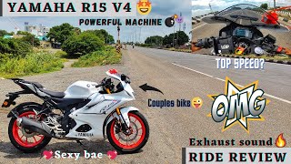 Yamaha R15 v4 😻Ride Review💥I am Impressed 💕🥵White Beauty💝Mileage 50😵Raw Power🤯Exhaust Sound😈 [upl. by Htims]