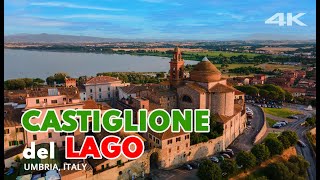 Castiglione del Lago Umbria Italy  4K drone footage [upl. by Aerdnael]