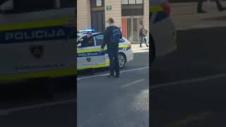 Slovenian police woman shows her back to the guy with 2 knifes in his hands Slovenska Policija 🤯 [upl. by Aikyn787]